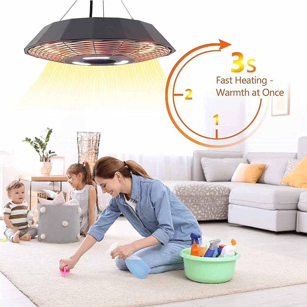 Premium 2000W Electric Outdoor Patio Hanging Infrared Heater With LED Light (97516842)