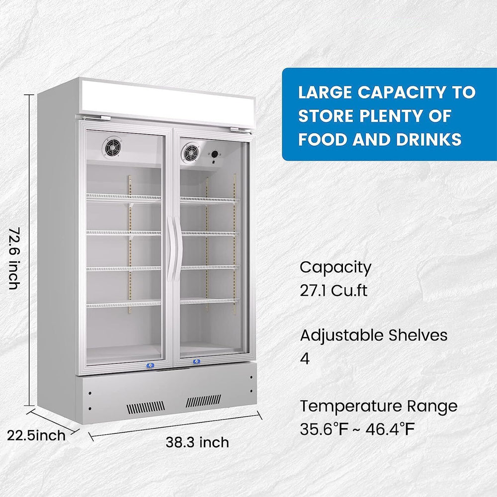 Premium 27.1 Cu. Ft. Commercial Merchandiser Refrigerator Cooler With Glass Doors, 73" (94852136)