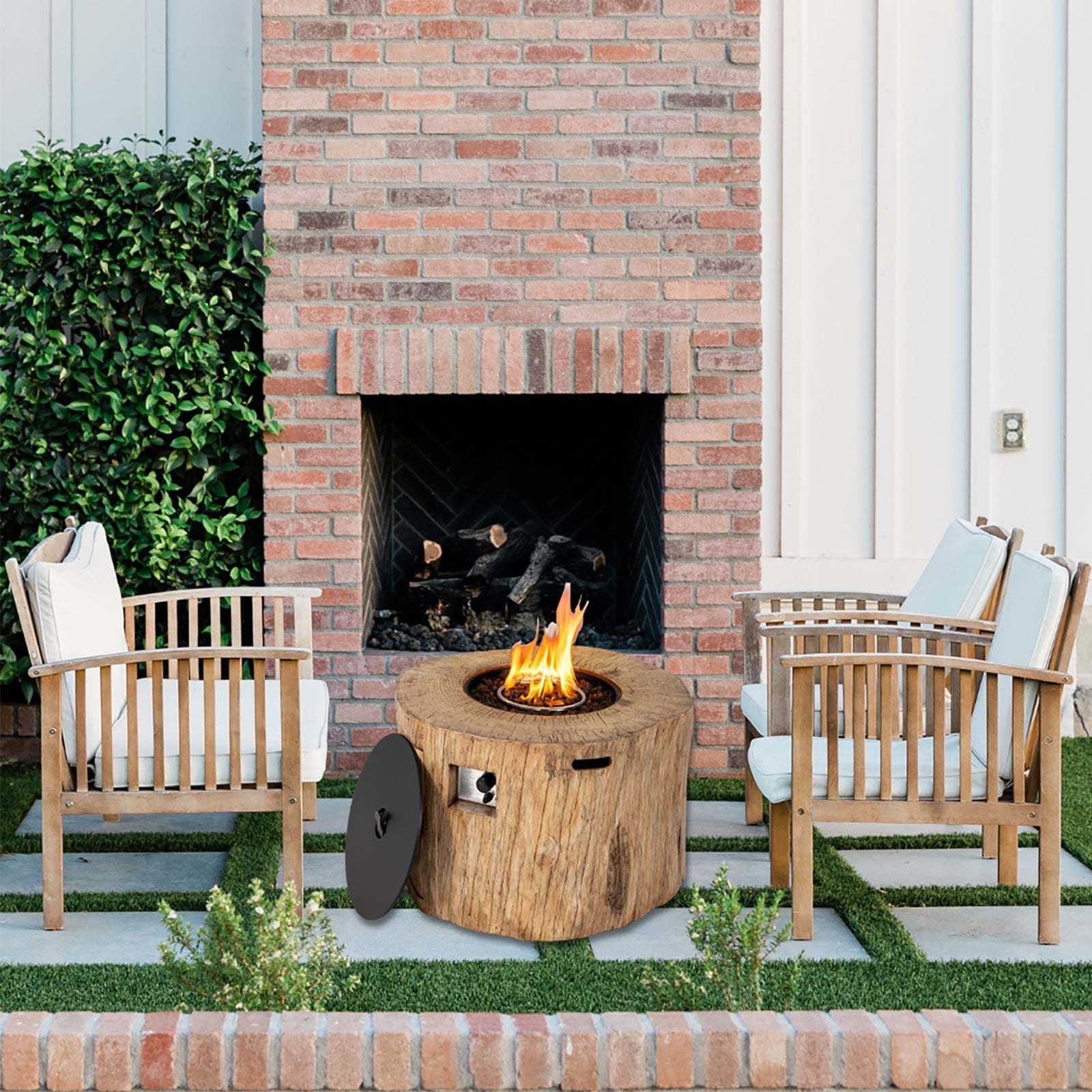 Premium 40" Round Propane Gas Fire Pit Table W/ PVC Cover, Rocks & Gas Kit (91544852)