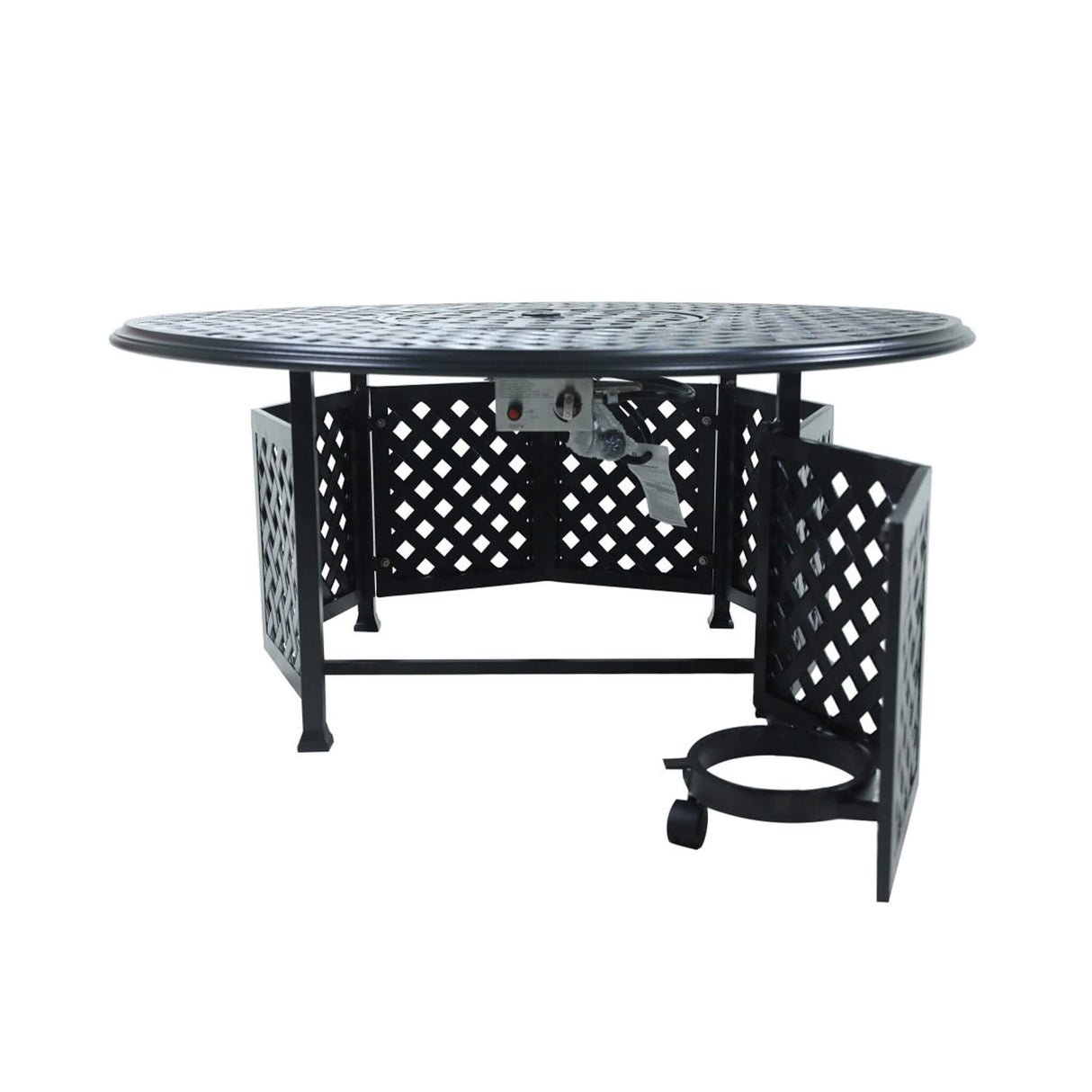 Premium 53" Round Espresso Brown Aluminum Propane Gas Fire Pit Table, 55K BTU (96423471)