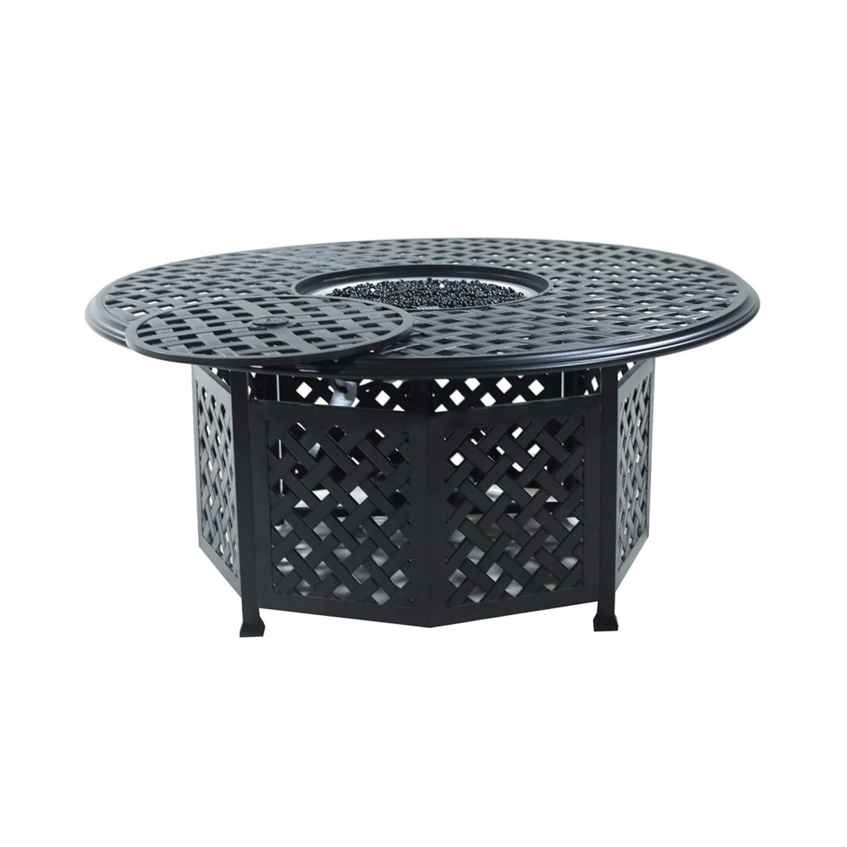 Premium 53" Round Espresso Brown Aluminum Propane Gas Fire Pit Table, 55K BTU (96423471)
