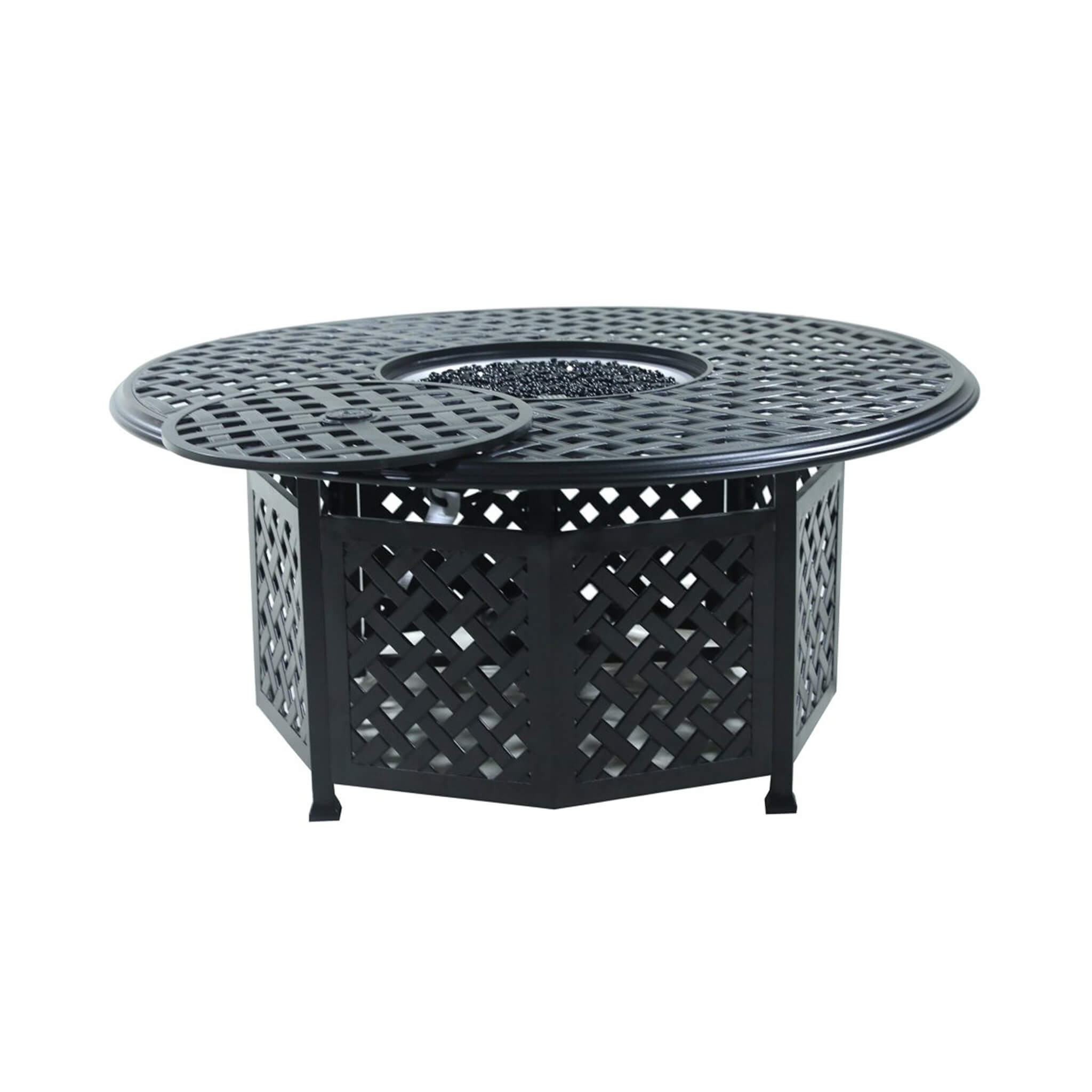 Premium 53" Round Espresso Brown Aluminum Propane Gas Fire Pit Table, 55K BTU (96423471)