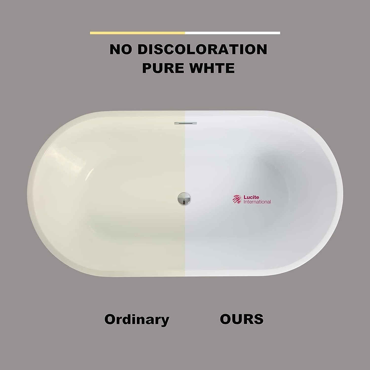 Premium 59" Modern Soaking Acrylic Standalone Freestanding Bathtub With Chrome Overflow, White (93627514)