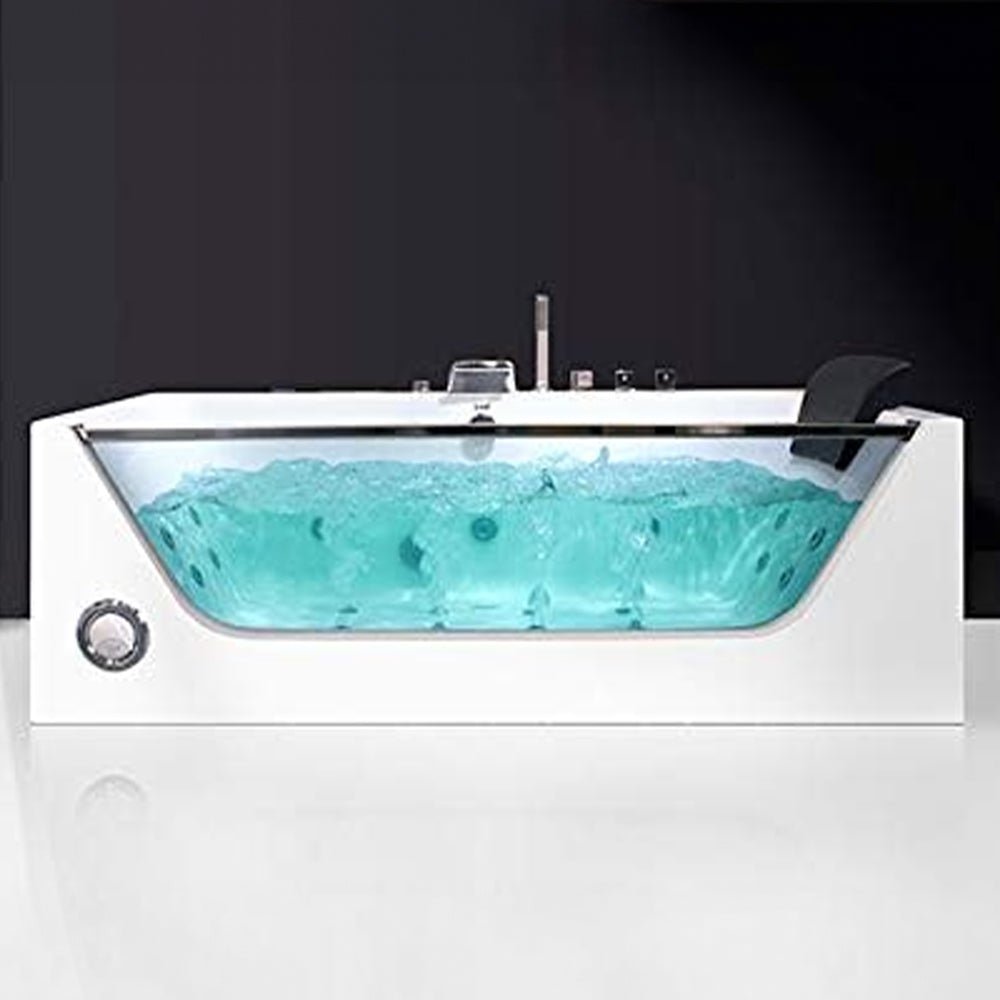 Premium 68" Bathroom Air Bubble Whirlpool Tub With Computer Control And LED Lights, White (93625417)