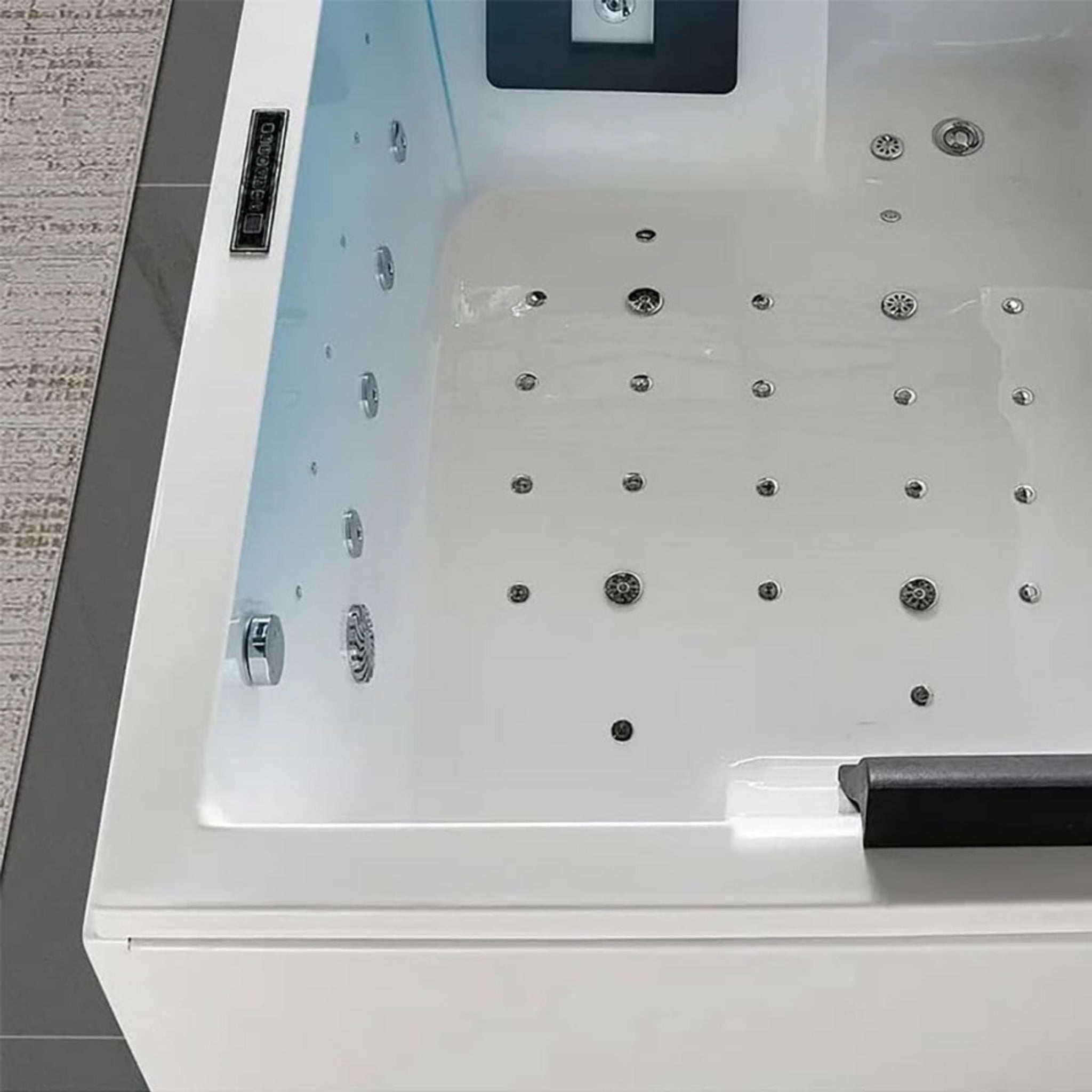 Premium 71 Inch Modern Acrylic Soaking Bathtub With Bubble Jets And LED Lighting (93526415)