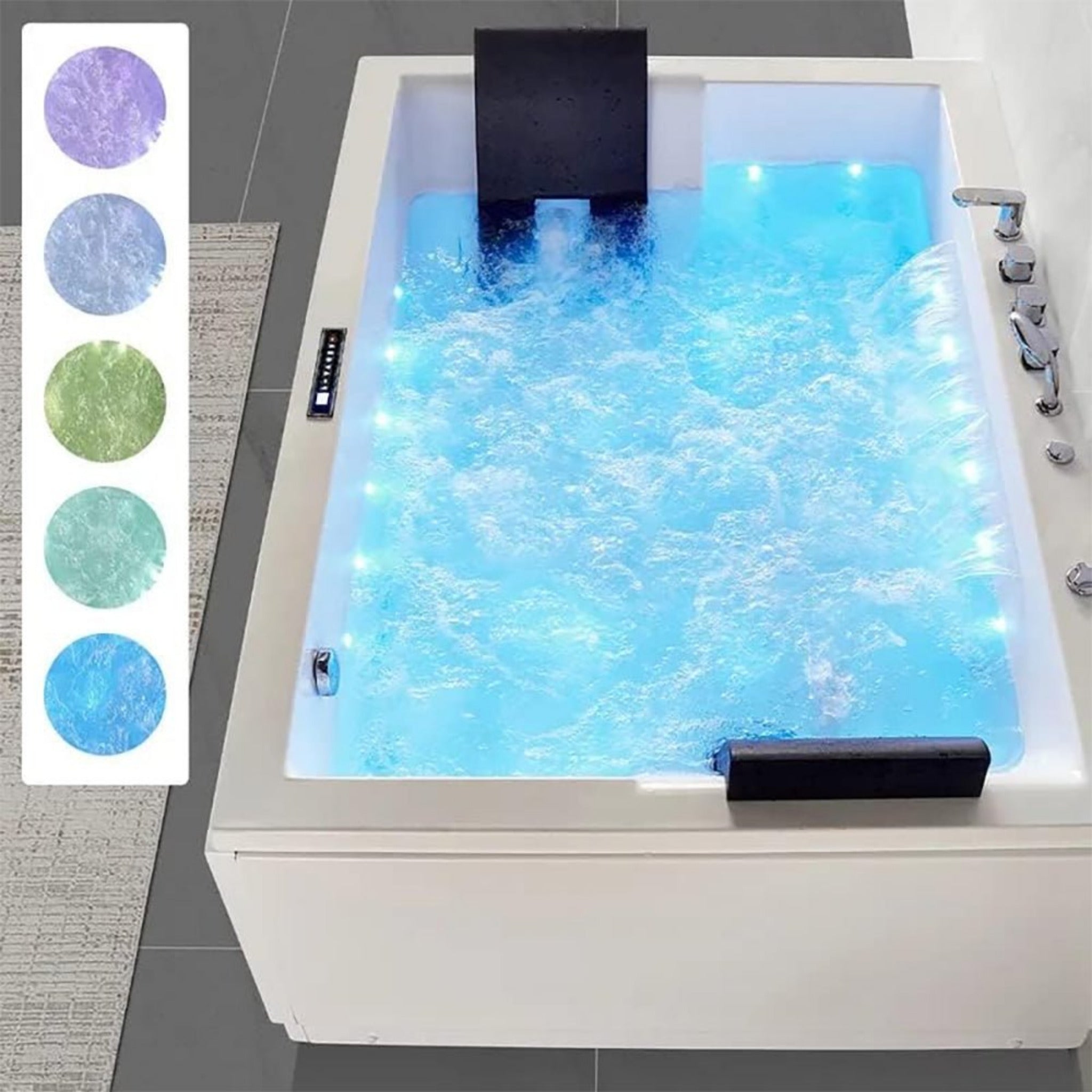 Premium 71 Inch Modern Acrylic Soaking Bathtub With Bubble Jets And LED Lighting (93526415)