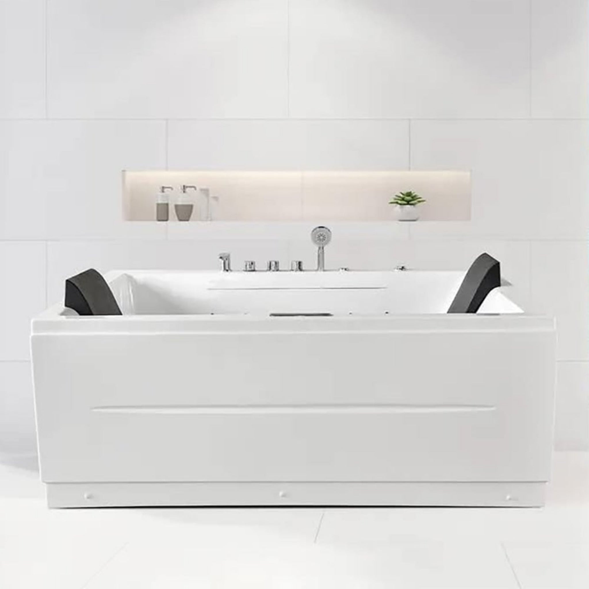 Premium 71 Inch Modern Acrylic Soaking Bathtub With Bubble Jets And LED Lighting (93526415)