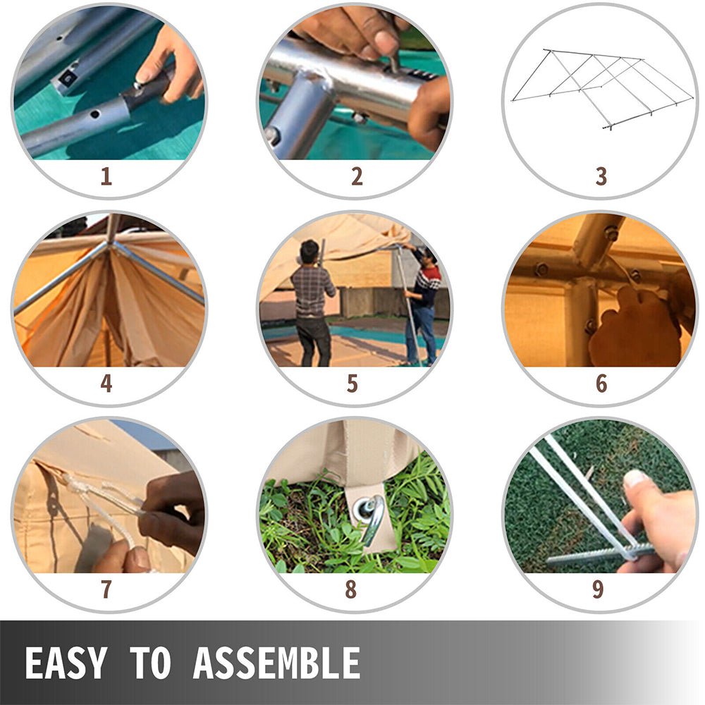 Premium Canvas Frame Fire Water Camping Wall Hunting Tent, 12x14'
