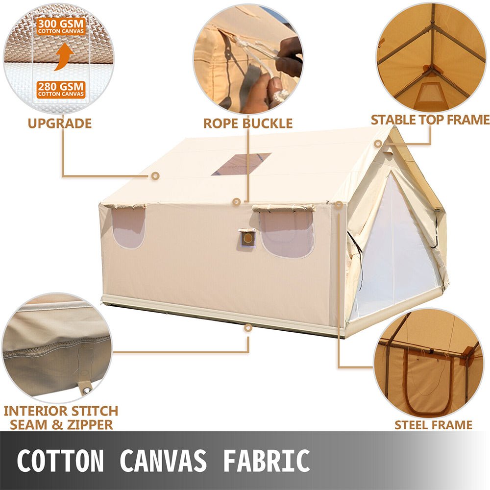 Premium Canvas Frame Fire Water Camping Wall Hunting Tent, 12x14'