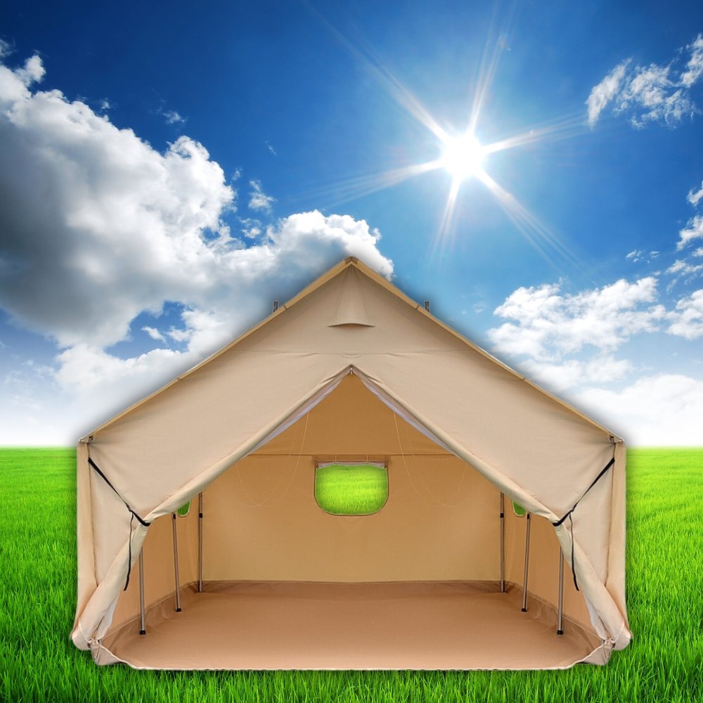 Premium Canvas Frame Fire Water Camping Wall Hunting Tent, 12x14'