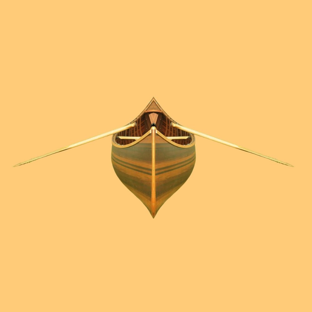 Premium Elegant Matte Finish Wooden Canoe With Ribs & Curved Bow (91647253)
