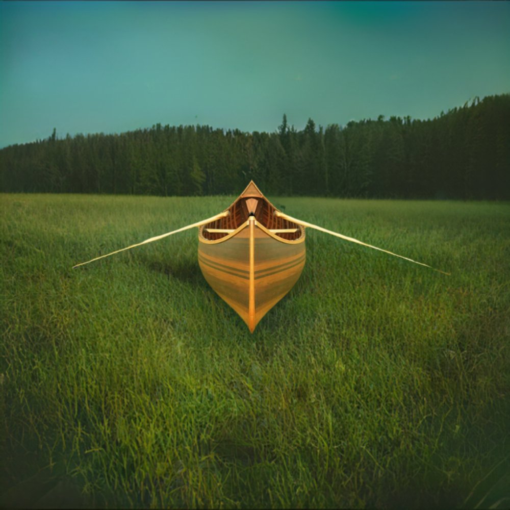 Premium Elegant Matte Finish Wooden Canoe With Ribs & Curved Bow (91647253)