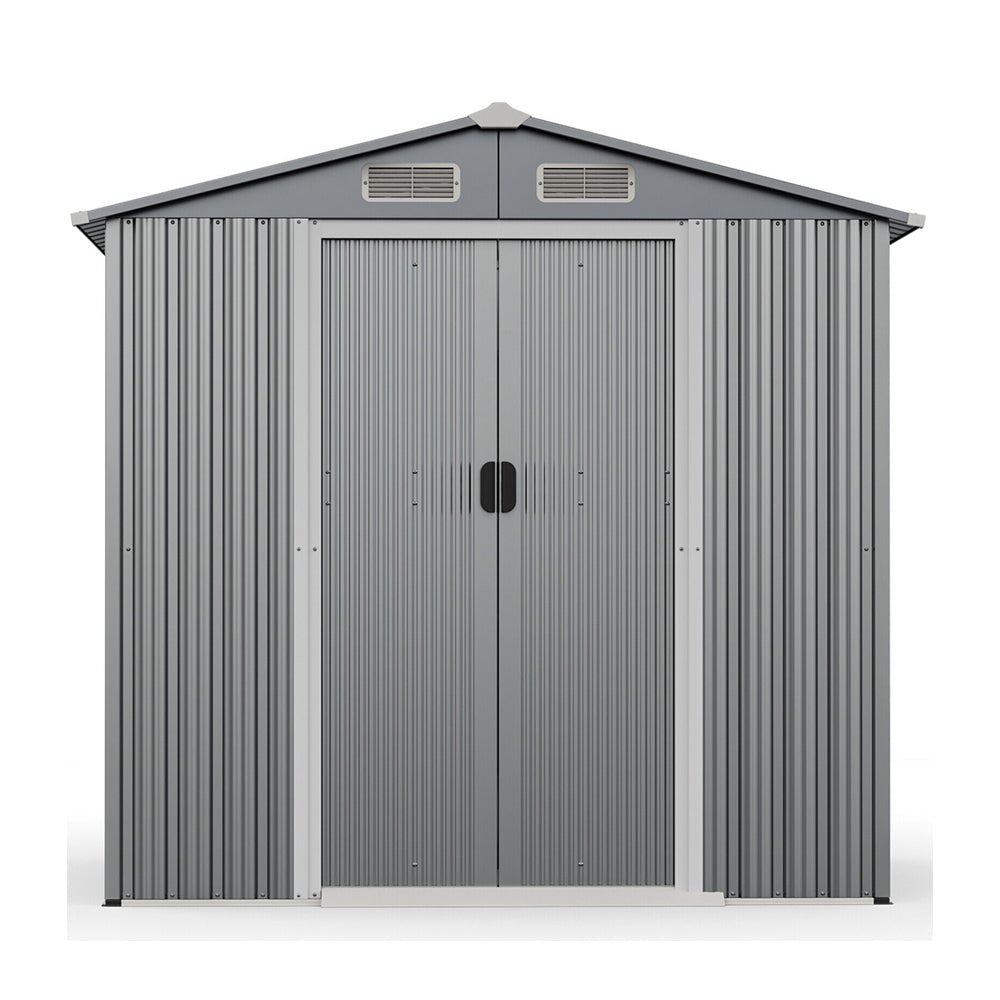 Premium Garden Galvanized Steel Storage Shed W/ Lockable Sliding Doors, 6x4' (93175842)