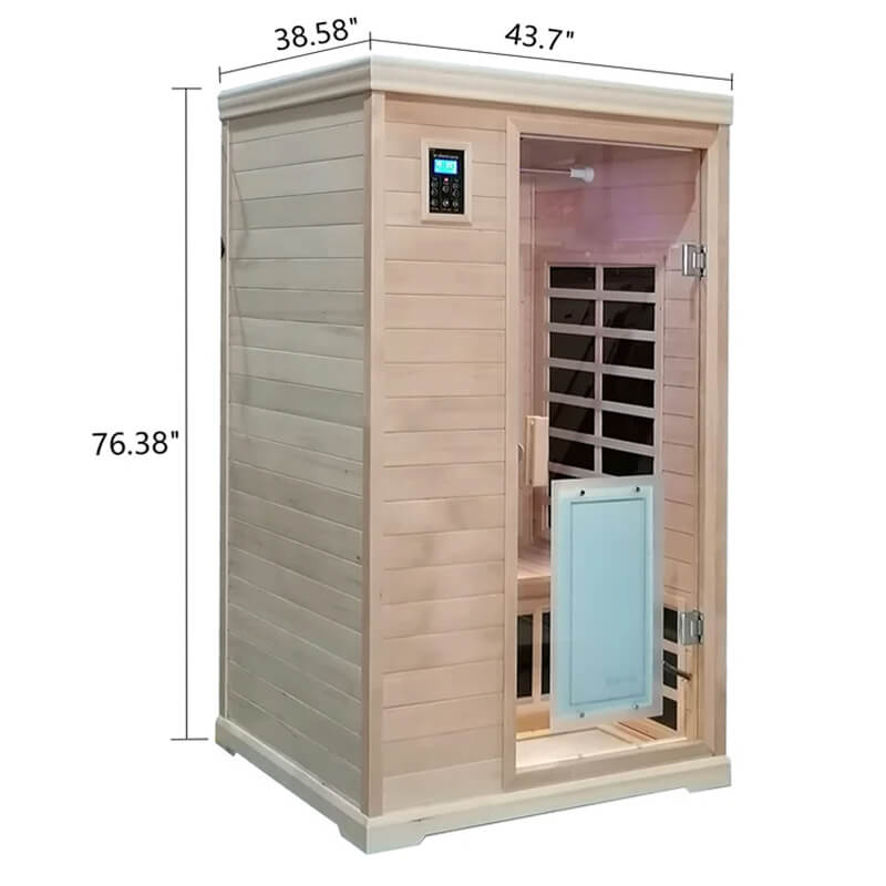 Premium Hemlock Wood Two Person FAR Infrared Sauna Room W/ Glass Door, 1750W (96081525)