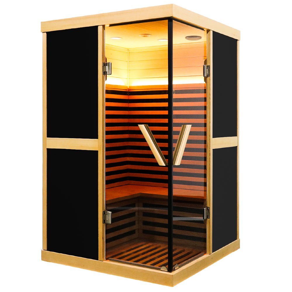 Premium Large 2-Person V-Shaped FAR Infrared Sauna Room With Double Glass Doors, 1980W (96413572)