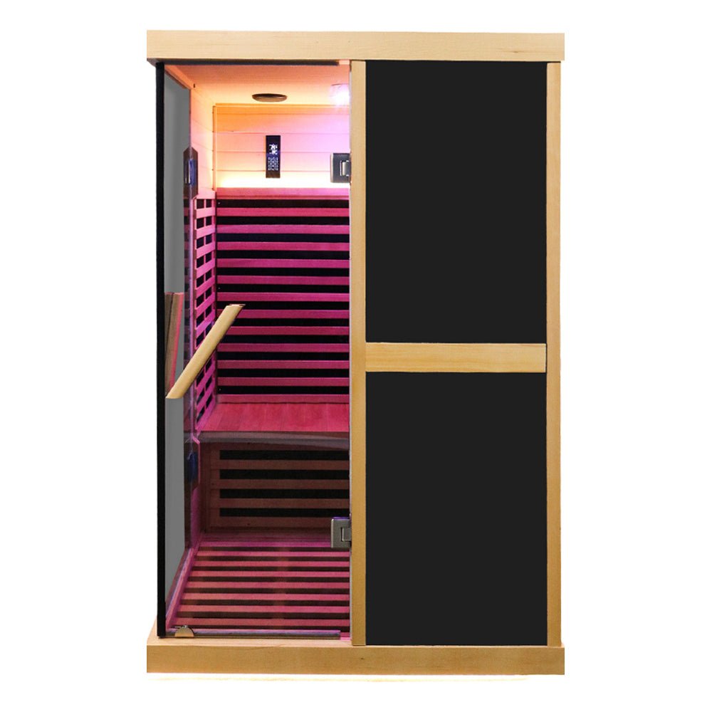 Premium Large 2-Person V-Shaped FAR Infrared Sauna Room With Double Glass Doors, 1980W (96413572)