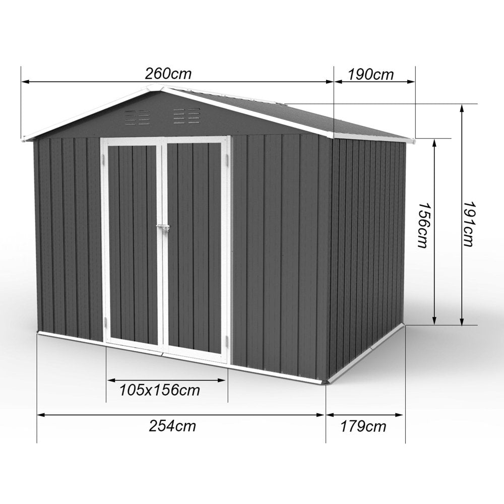 Premium Large Outdoor Metal Garden Home Storage Shed, 6x8FT (95748261)