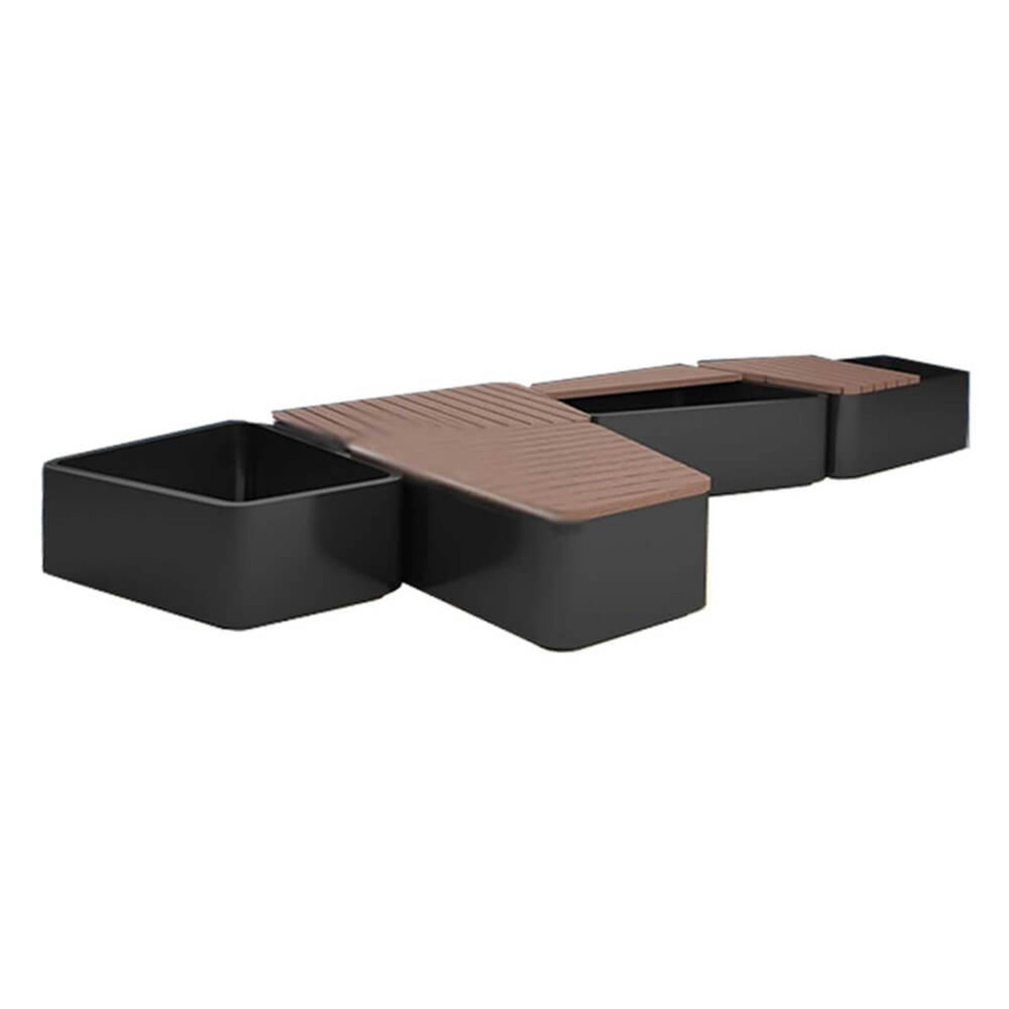 Premium Outdoor Commercial Wooden Street Bench With Steel Frame And Planters