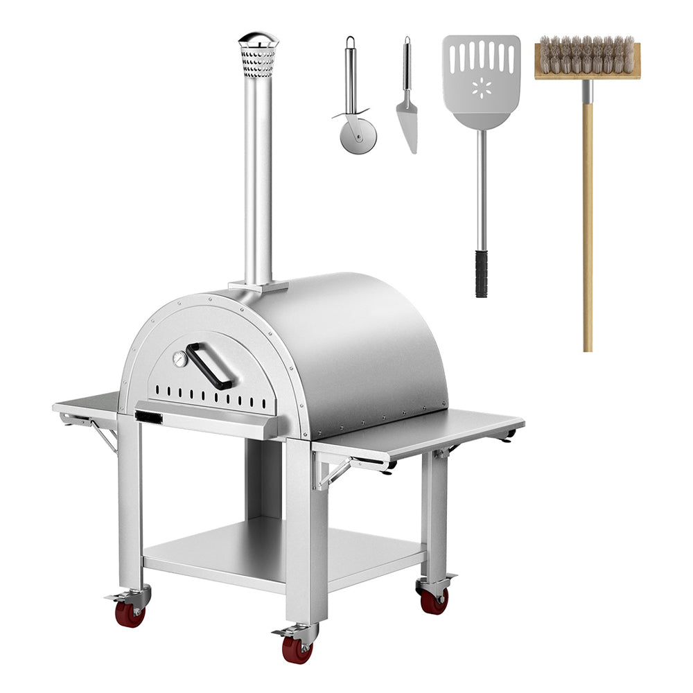 Premium Wood-Fired Stainless Steel Artisan Pizza Oven Maker With Wheels, 32 Inch (91357462)