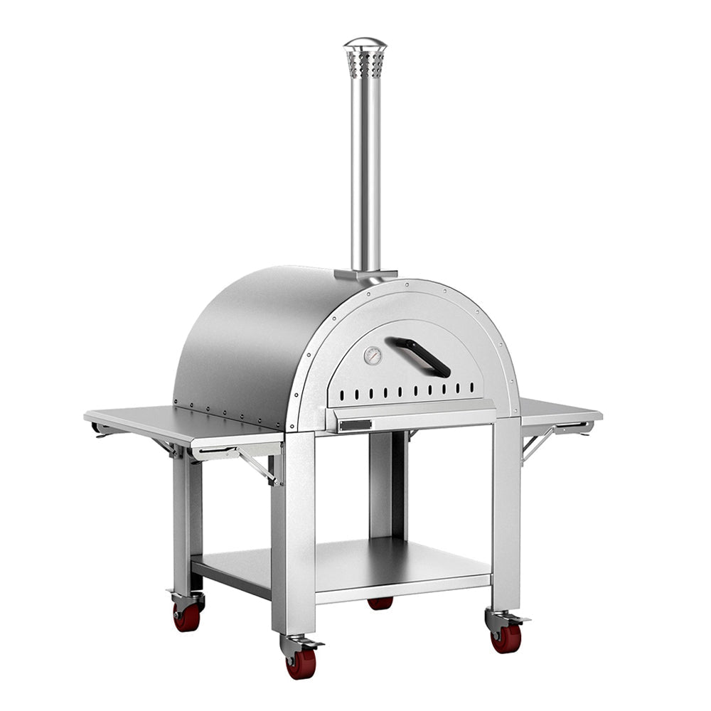 Premium Wood-Fired Stainless Steel Artisan Pizza Oven Maker With Wheels, 32 Inch (91357462)
