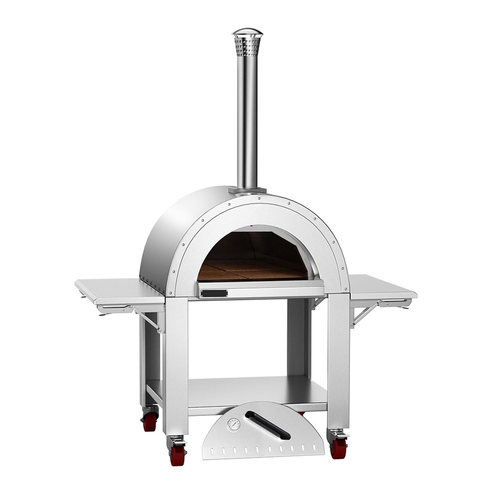 Premium Wood-Fired Stainless Steel Artisan Pizza Oven Maker With Wheels, 32 Inch (91357462)