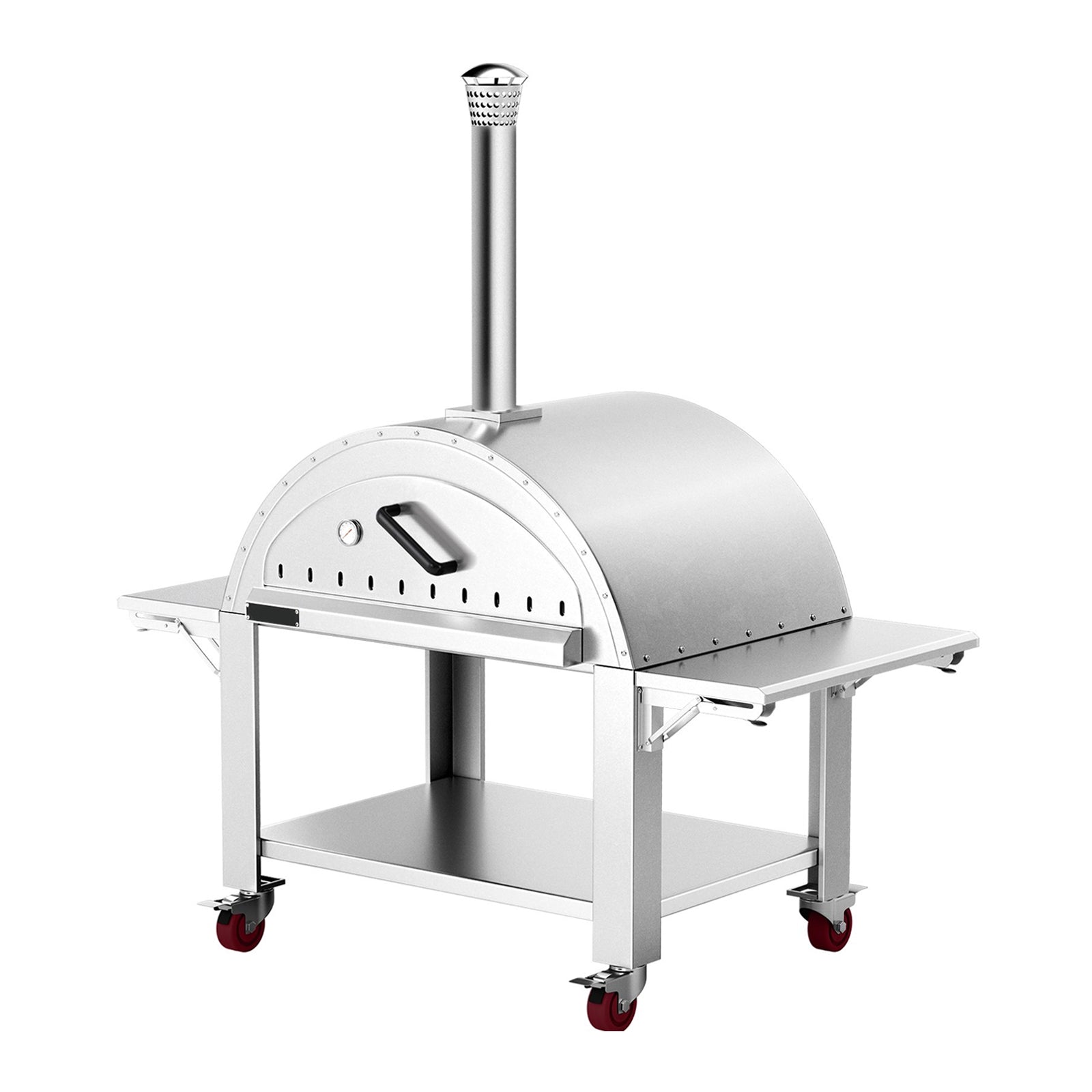 Premium Wood-Fired Stainless Steel Artisan Pizza Oven Maker With Wheels, 46 Inch