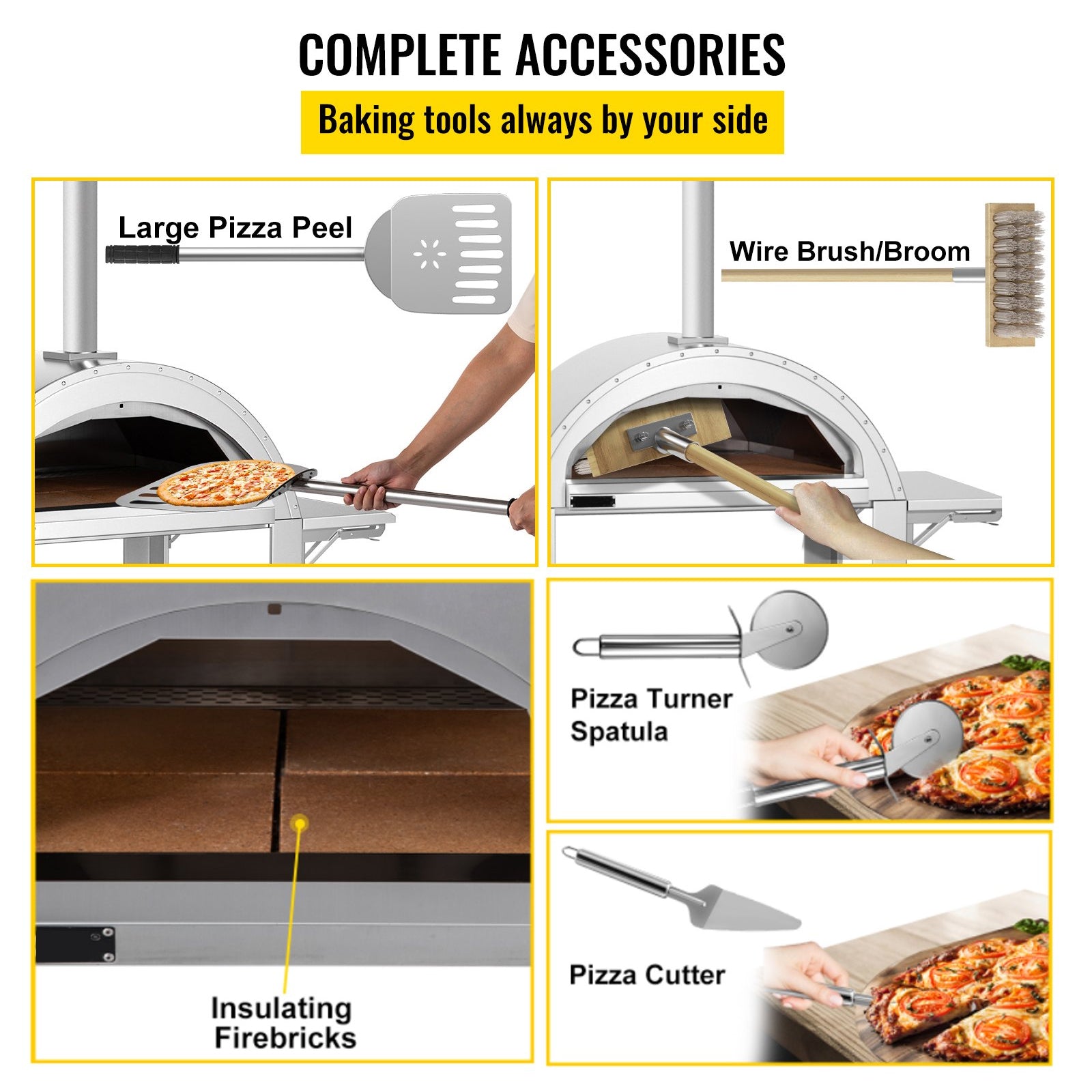 Premium Wood-Fired Stainless Steel Artisan Pizza Oven Maker With Wheels, 46 Inch
