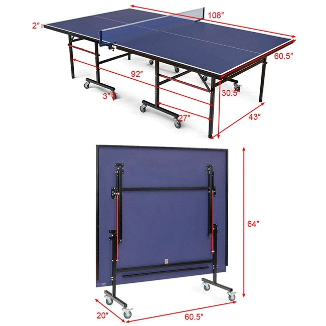 Professional Foldable Portable Modern Ping Pong Table Tennis Table, 9FT