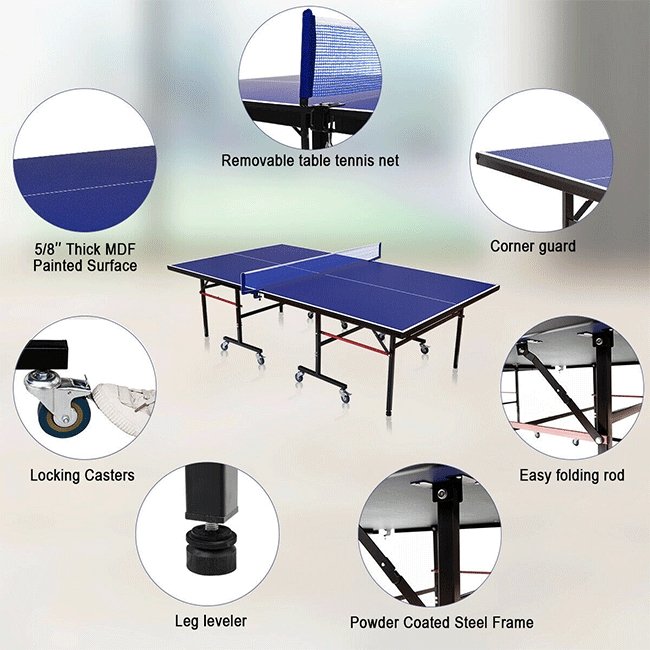 Professional Foldable Portable Modern Ping Pong Table Tennis Table, 9FT