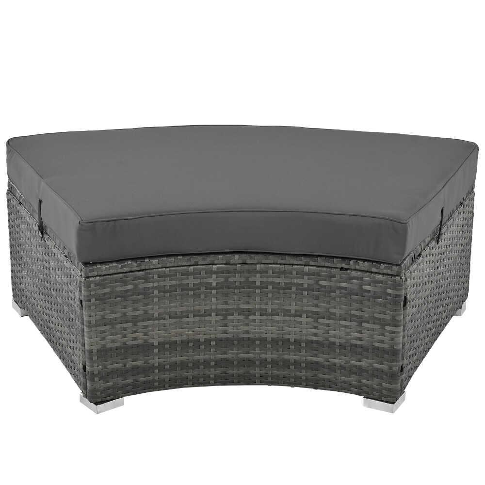 Large Premium Rattan Wicker Circular Patio Sofa Set With Tempered Glass Coffee Table And 6 Pillows