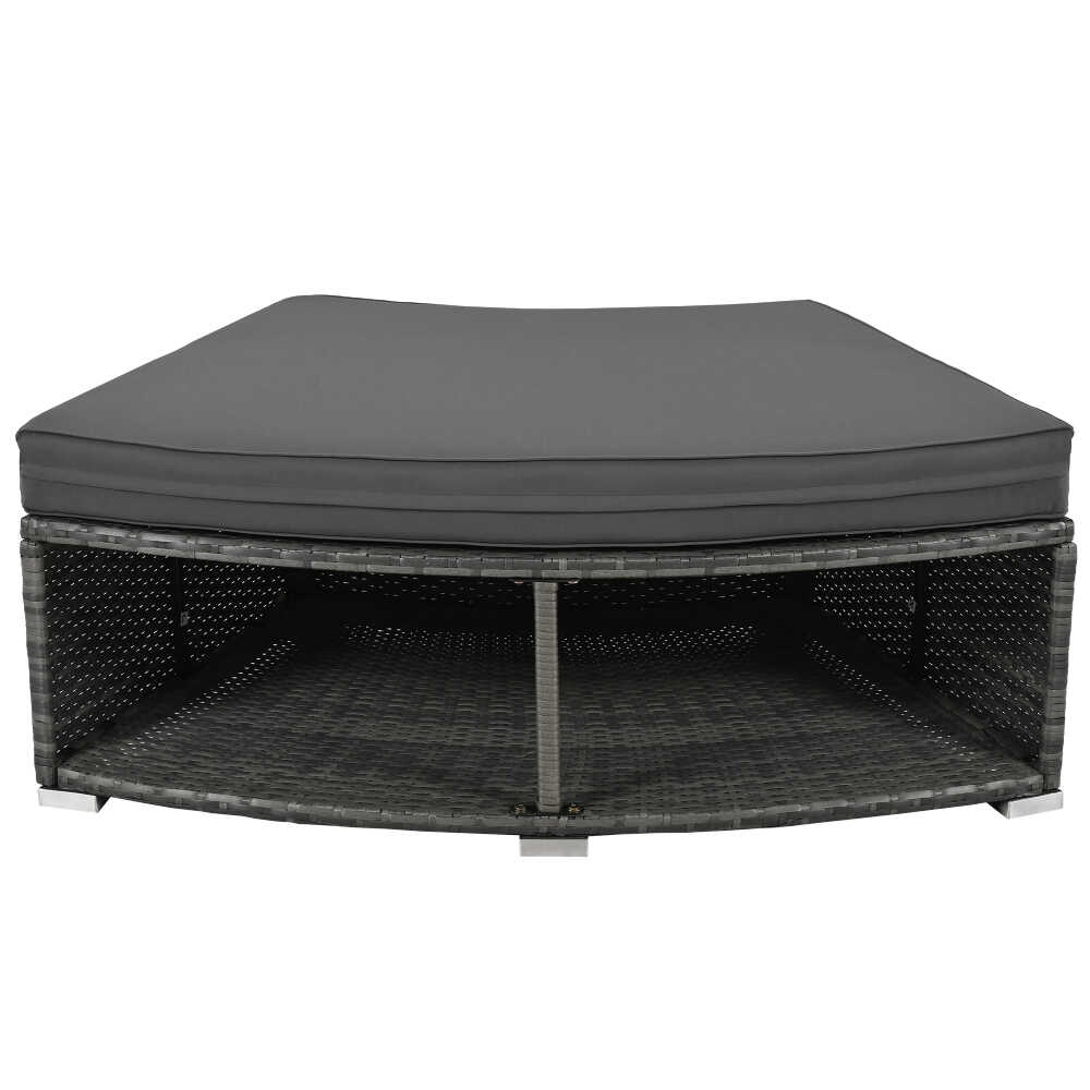 Large Premium Rattan Wicker Circular Patio Sofa Set With Tempered Glass Coffee Table And 6 Pillows