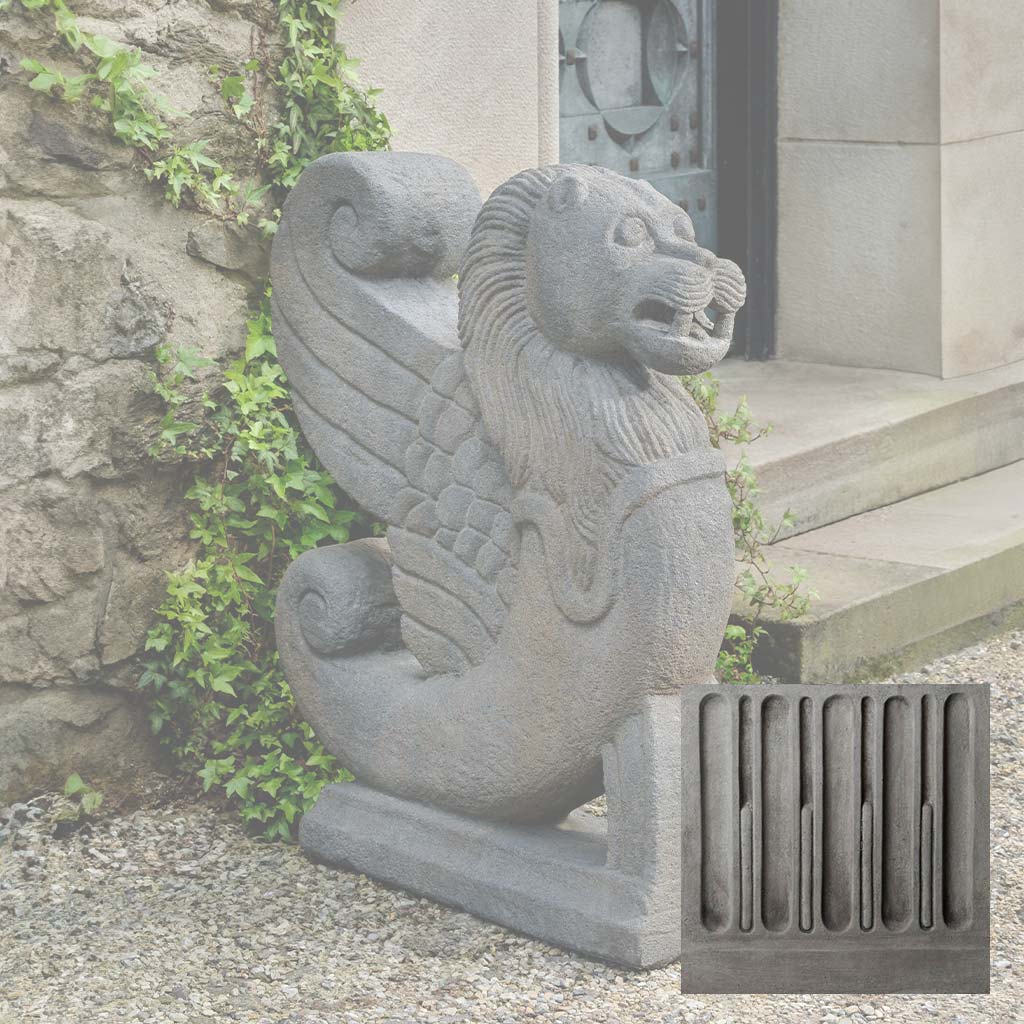 Campania Antique Winged Lion Garden Statue - S-547