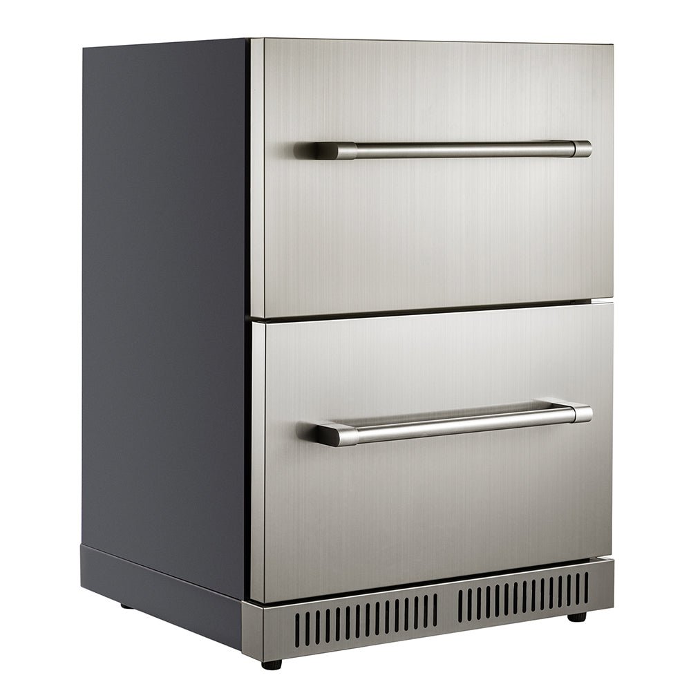 Small Double Drawer Stainless Steel Built-In Undercounter Beverage Refrigerator, 5.1 Cu.Ft.