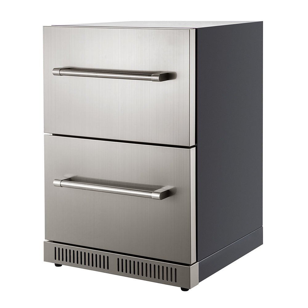 Small Double Drawer Stainless Steel Built-In Undercounter Beverage Refrigerator, 5.1 Cu.Ft.