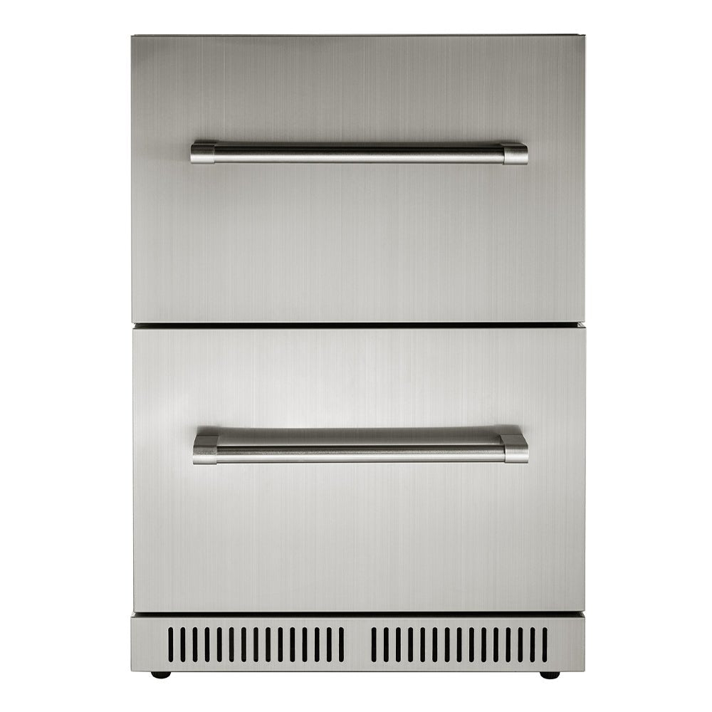 Small Double Drawer Stainless Steel Built-In Undercounter Beverage Refrigerator, 5.1 Cu.Ft.