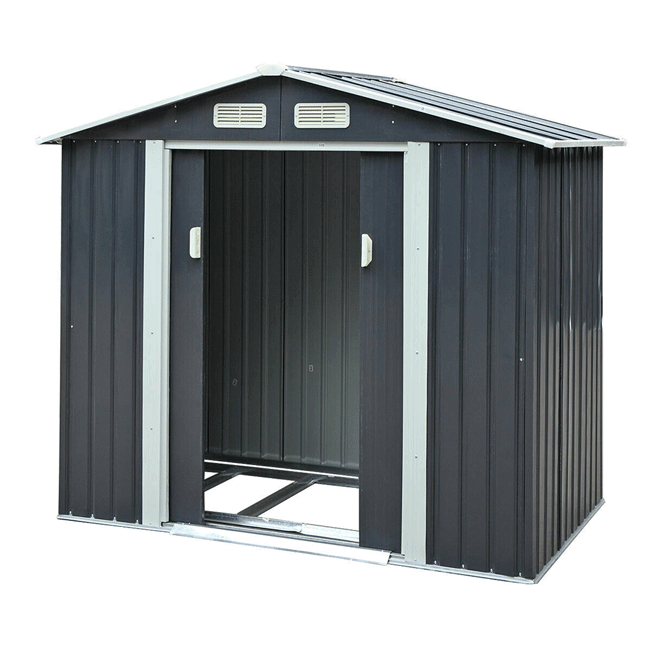 Small Outdoor Garden Backyard Storage Tool Shed W/ Sliding Door, 4'x7'