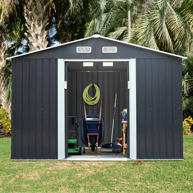 Small Outdoor Garden Backyard Storage Tool Shed W/ Sliding Door, 4'x7'