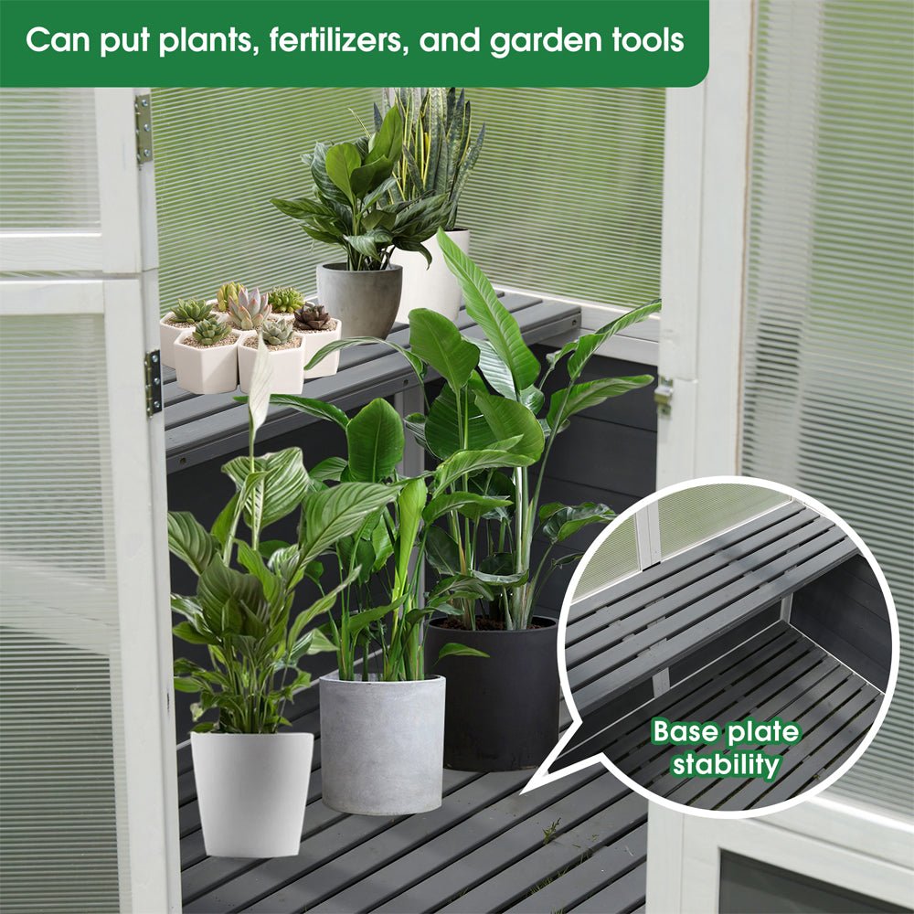 Outdoor Walk-In Polycarbonate Garden Greenhouse With Drain Holes, 4x6FT