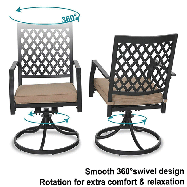 Sophia & William Outdoor Gas Fire Pit Table Set W/ Cushioned Swivel Dining Chairs, 5PCS