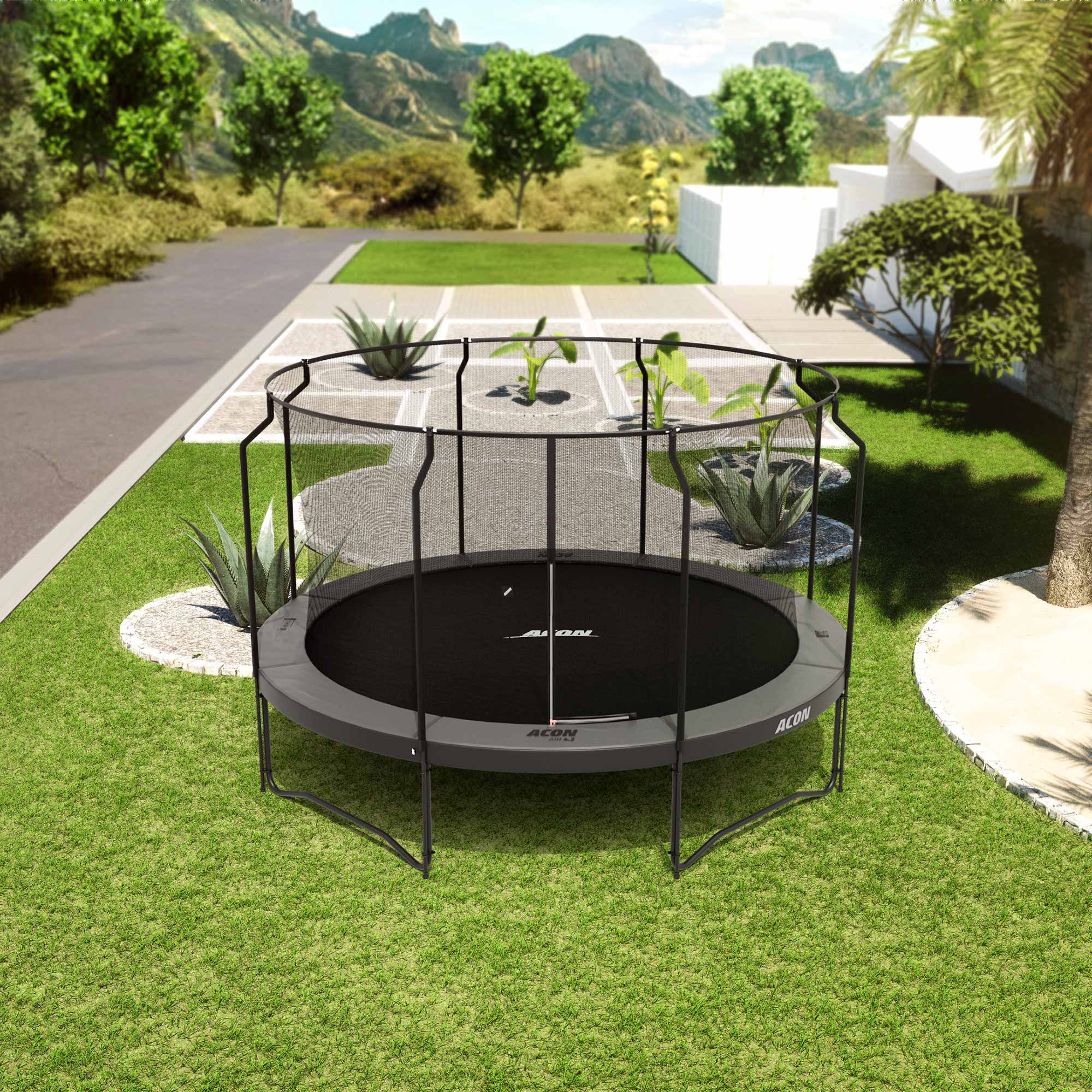 ACON Air 14ft Black Round Trampoline with Premium Net and Ladder