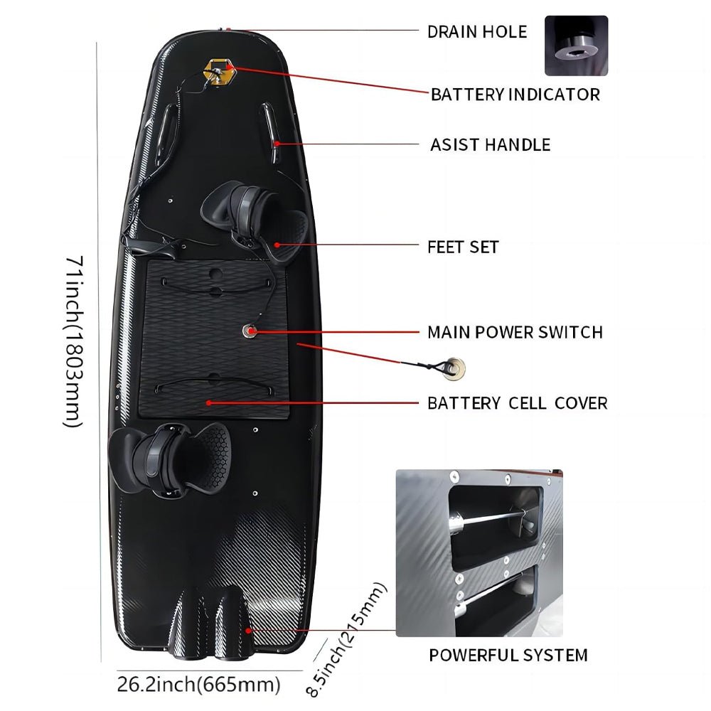 TTR High-Speed Electric Motorized ABS Water Jet Surfboard, 10KW