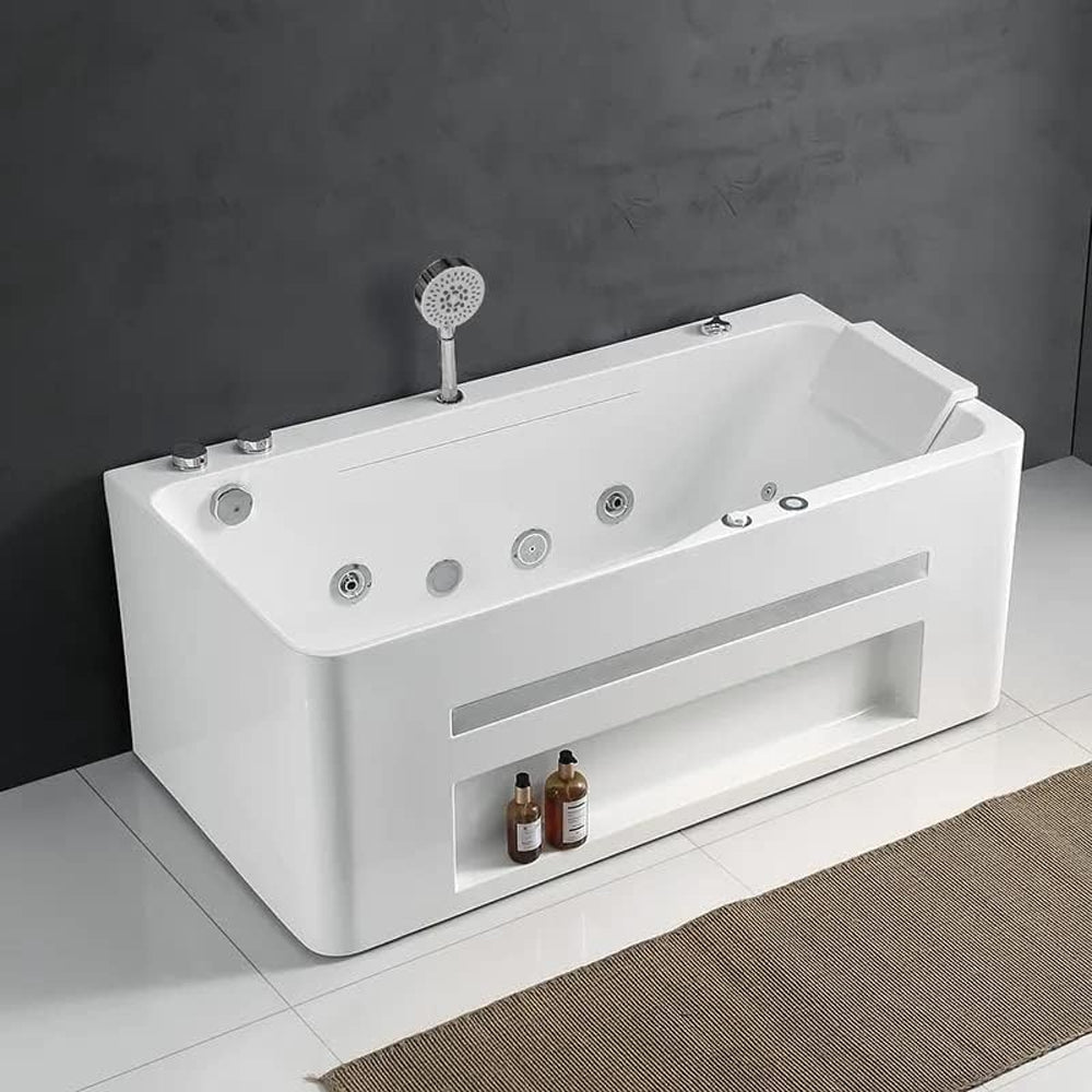 WBT Premium Modern Acrylic Alcove Rectangular Whirlpool Water Massage Bathtub, 67"