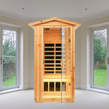 1-Person Ultra Low EMF Outdoor FAR Infrared Heat Hemlock Wood Personal Home Spa Sauna, 1560W
