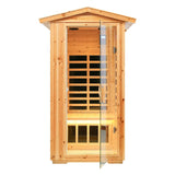 1-Person Ultra Low EMF Outdoor FAR Infrared Heat Hemlock Wood Personal Home Spa Sauna, 1560W