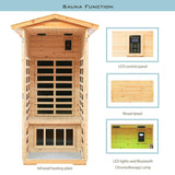 1-Person Ultra Low EMF Outdoor FAR Infrared Heat Hemlock Wood Personal Home Spa Sauna, 1560W