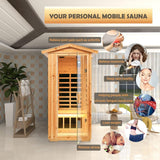 1-Person Ultra Low EMF Outdoor FAR Infrared Heat Hemlock Wood Personal Home Spa Sauna, 1560W