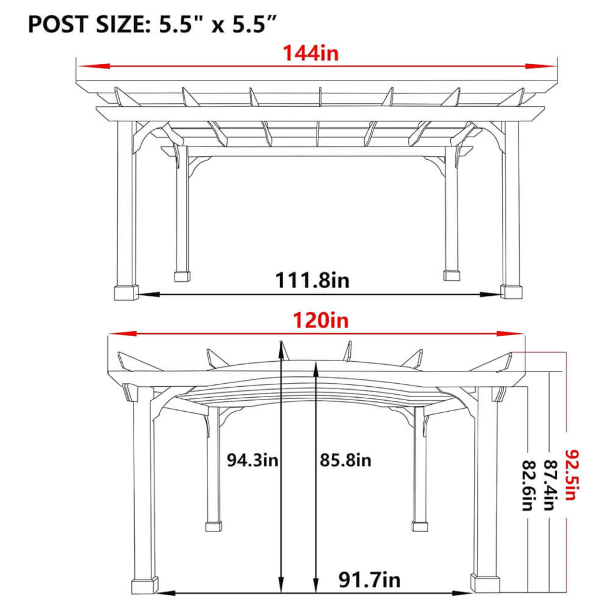 [10x12FT] Premium Outdoor All-Season Backyard Patio Cedar Wood Gazebo Pergola With Arched Roof