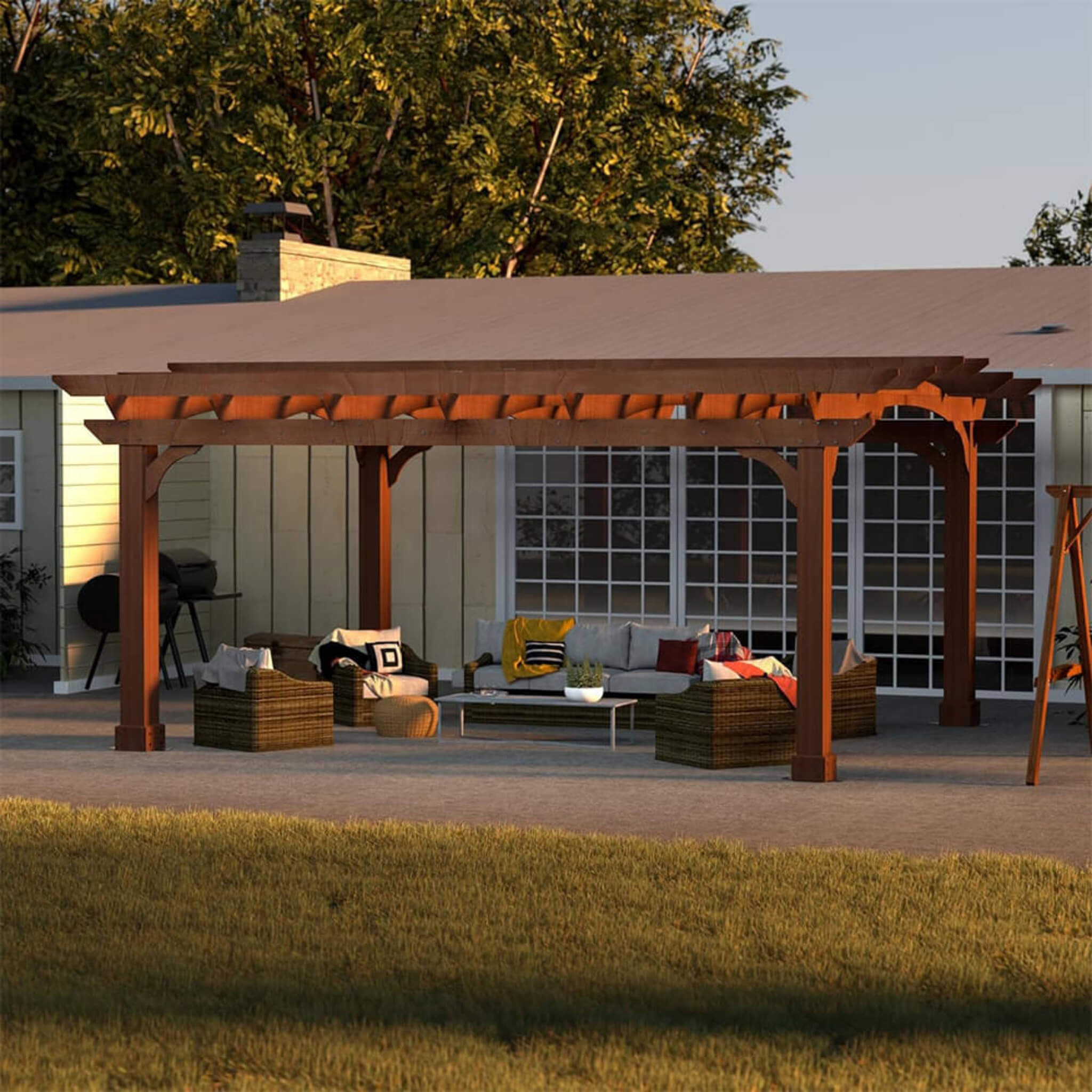 [10x12FT] Premium Outdoor All-Season Backyard Patio Cedar Wood Gazebo Pergola With Arched Roof