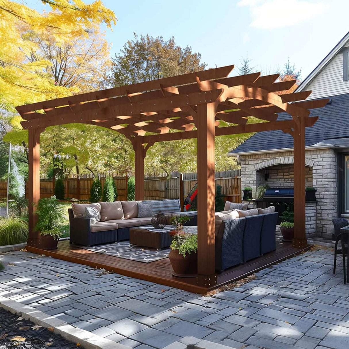 [10x12FT] Premium Outdoor All-Season Backyard Patio Cedar Wood Gazebo Pergola With Arched Roof