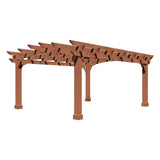 [12x14FT] Luxury Outdoor All-Season Backyard Cedar Wood Gazebo Pergola With Arched Roof And Stakes For Patios